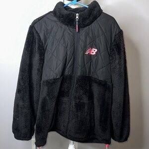 New Balance Black and Pink Fleece Puffer Jacket